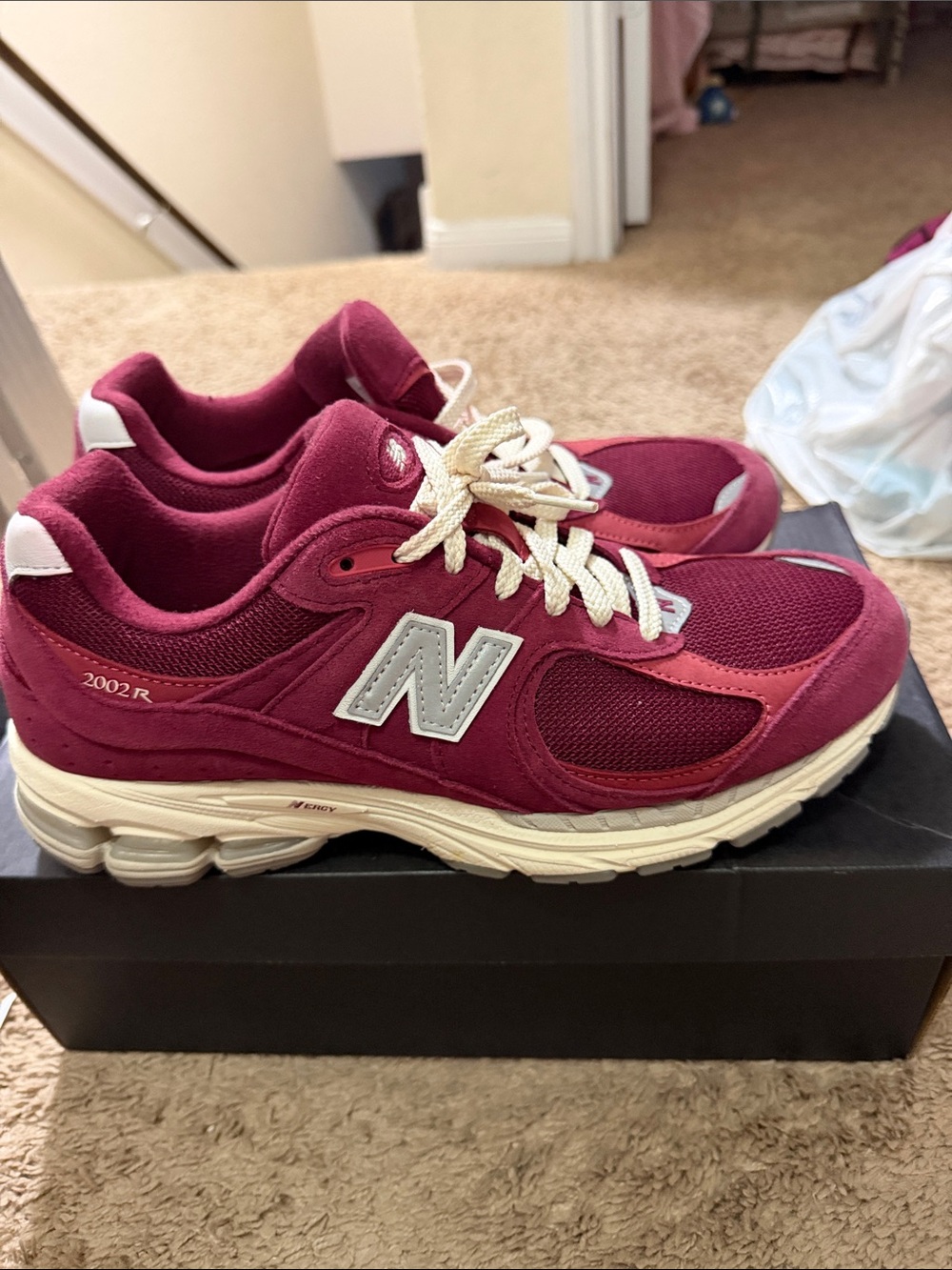 New Balance 2002R Wine and Cream Running Shoes